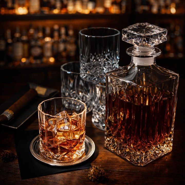 Whisky-Dekanter – Set mit Flasche und Gläsern