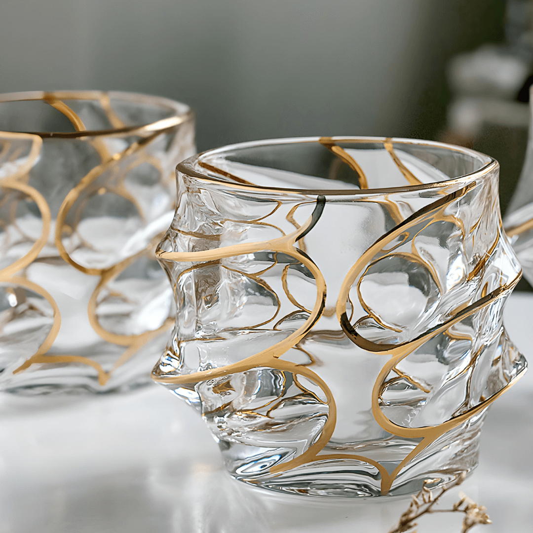 Arashi Gold Japanisches Kristall Whiskyglas