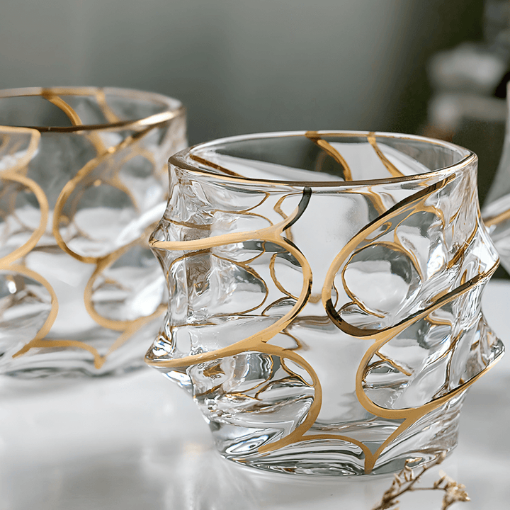 Arashi Gold Japanisches Kristall Whiskyglas