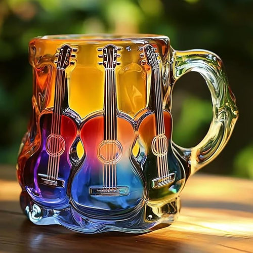 Handgefertigte Tasse mit 3D-Gitarrenmotiv