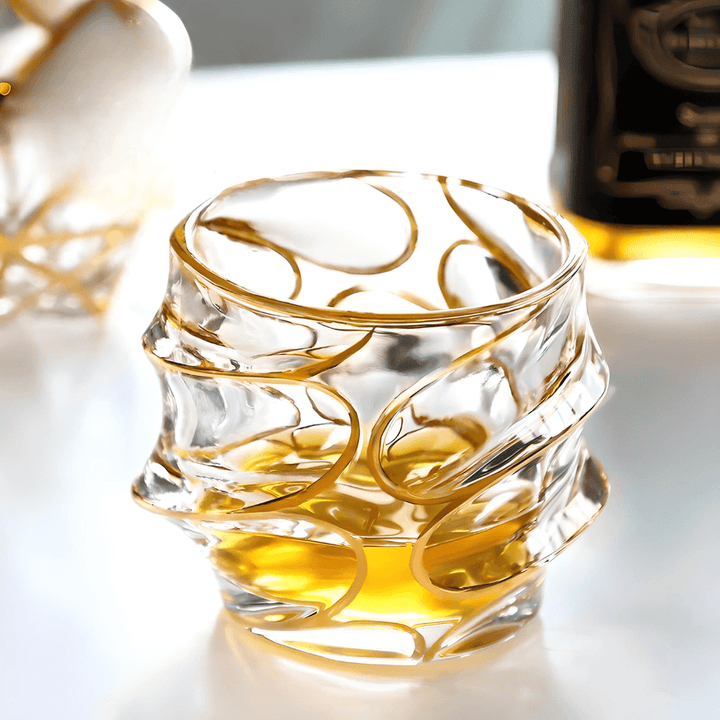Arashi Gold Japanisches Kristall Whiskyglas