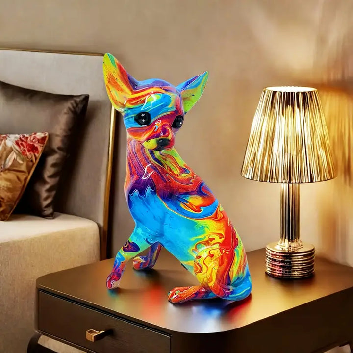 Lebendige Chihuahua-Tischlampe aus Harz